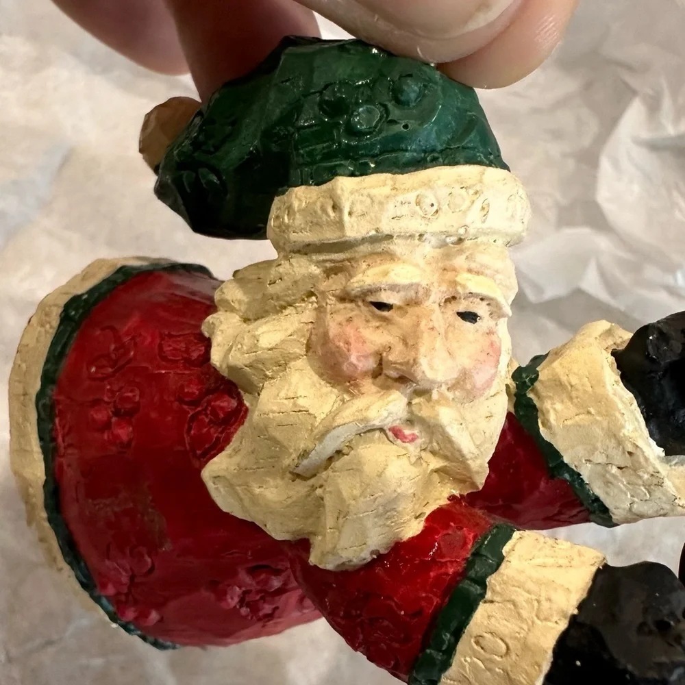 Vintage folk art whimsical Santa Claus Ornament with Heart